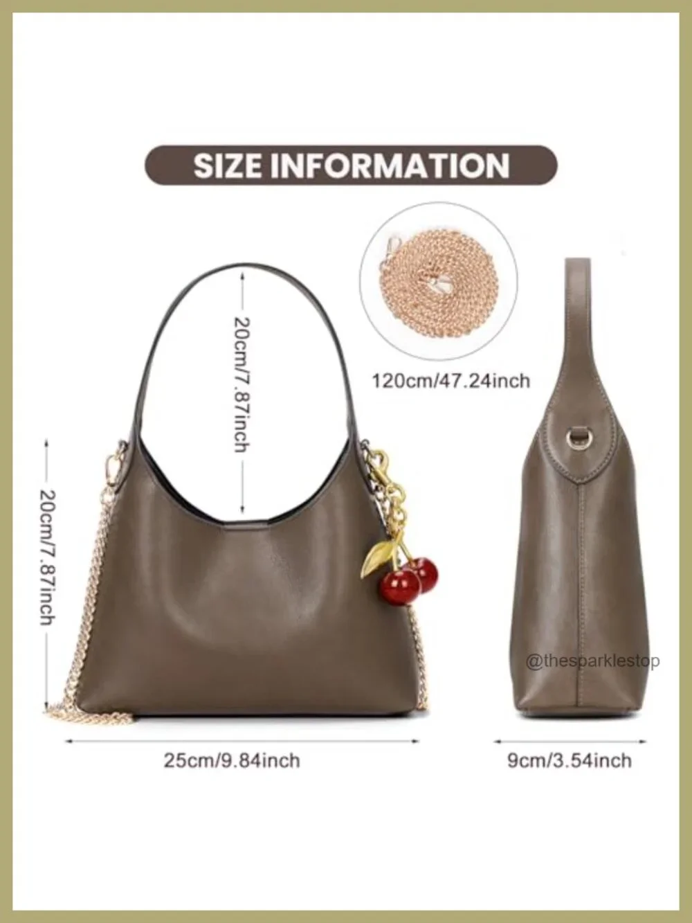 Small Hobo Bag for Women Faux Leather Cherry Pendant Chain Crossbody Shoulder
